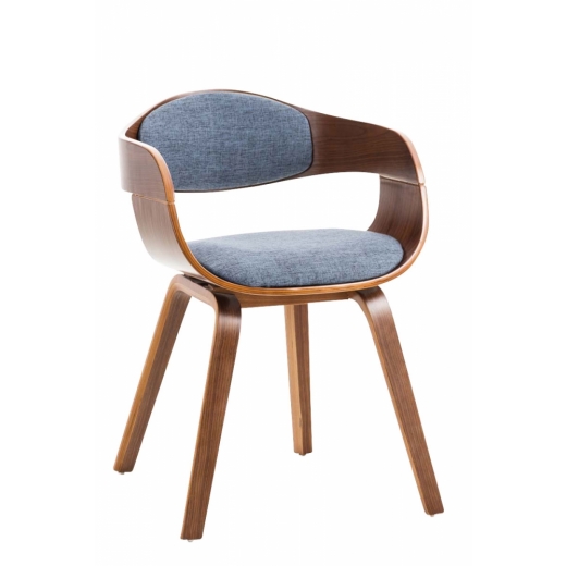 Jedálenská stolička Kingston, textil, orech / modrá - 1
