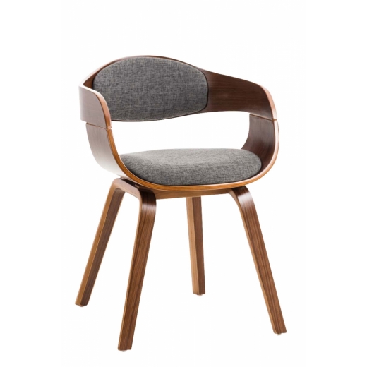 Jedálenská stolička Kingston, textil, orech / svetlo šedá - 1
