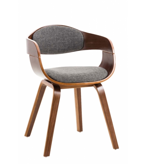 Jedálenská stolička Kingston, textil, orech / svetlo šedá