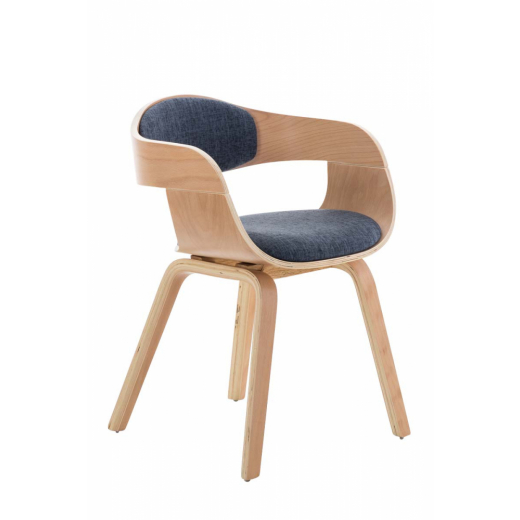 Jedálenská stolička Kingston, textil, prírodná / modrá - 1