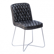 Jedálenská stolička kožená Swansea, čierna / antracit - 1
