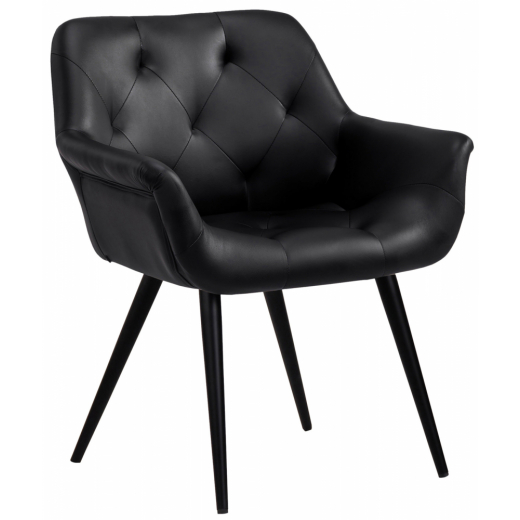 Jedálenská stolička Langford, syntetická koža, čierna - 1