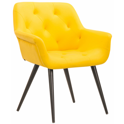 Jedálenská stolička Langford, syntetická koža, žltá - 1