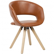Jedálenská stolička Larisa, syntetická koža, hnedá - 1
