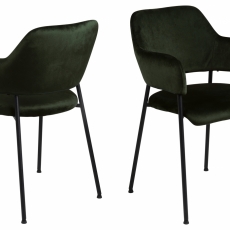 Jedálenská stolička Lima (SET 2ks), zamat, zelená - 1