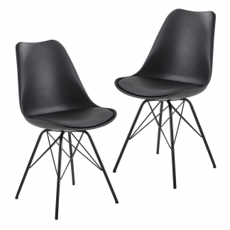 Jedálenská stolička Lina (SET 2 ks), syntetická koža, čierna