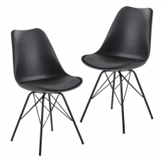 Jedálenská stolička Lina (SET 2 ks), syntetická koža, čierna - 1