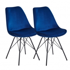 Jedálenská stolička Lina (SET 2 ks), zamat, modrá - 2