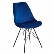 Jedálenská stolička Lina (SET 2 ks), zamat, modrá - 3
