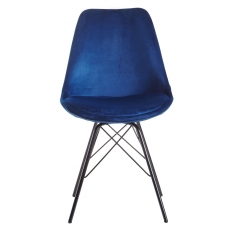 Jedálenská stolička Lina (SET 2 ks), zamat, modrá - 5