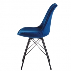 Jedálenská stolička Lina (SET 2 ks), zamat, modrá - 6