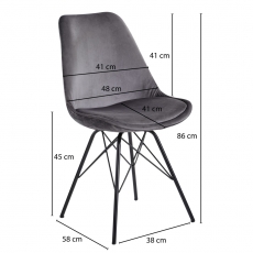 Jedálenská stolička Lina (SET 2 ks), zamat, šedá - 4
