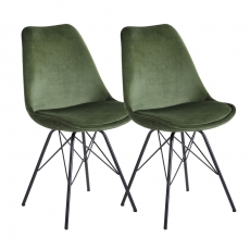 Jedálenská stolička Lina (SET 2 ks), zamat, zelená - 2