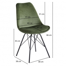Jedálenská stolička Lina (SET 2 ks), zamat, zelená - 4