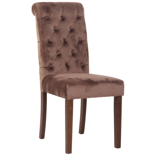 Jedálenská stolička Lisburn, zamat, hnedá - 1