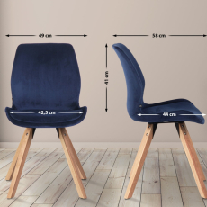 Jedálenská stolička Luna (SET 2 ks), zamat, modrá - 2