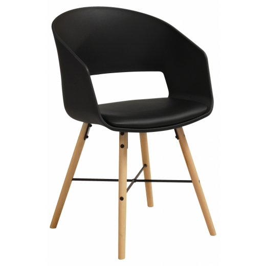 Jedálenská stolička Luna (SET 2ks), syntetická koža, čierna - 1