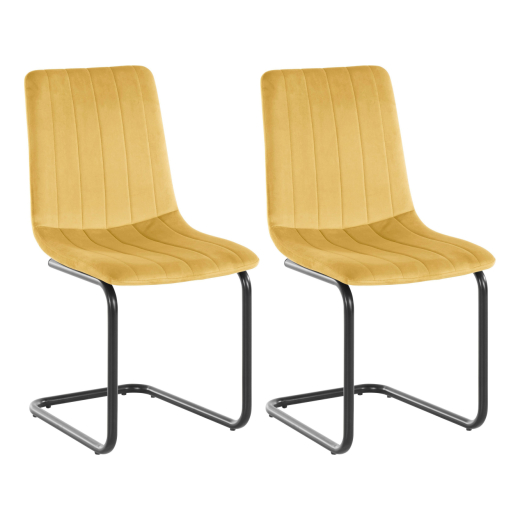 Jedálenská stolička Marcela (SET 2 ks), zamat, žltá - 1