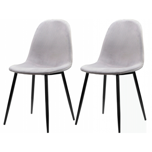 Jedálenská stolička Matcha (SADA 2 ks), zamat, čierna / šedá - 1