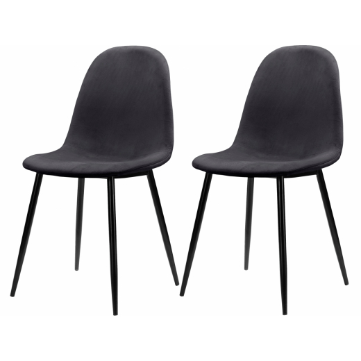 Jedálenská stolička Matcha (SADA 2 ks), zamat, čierna / tmavo šedá - 1