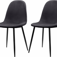 Jedálenská stolička Matcha (SADA 2 ks), zamat, čierna / tmavo šedá - 1