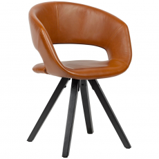 Jedálenská stolička Melany, syntetická koža, hnedá - 1