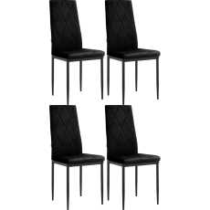 Jedálenská stolička Melly (SET 4 ks), zamat, čierna - 1