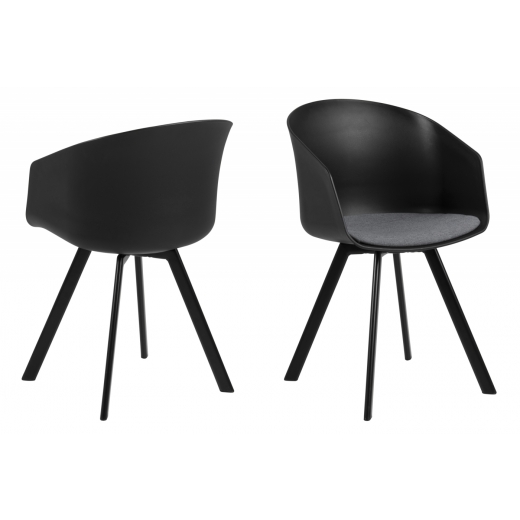 Jedálenská stolička Mona (SET 2ks), tkanina, čierna - 1