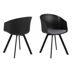 Jedálenská stolička Mona (SET 2ks), tkanina, čierna