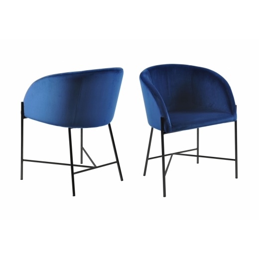 Jedálenská stolička Nelson (SET 2ks), zamat, modrá - 1