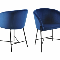 Jedálenská stolička Nelson (SET 2ks), zamat, modrá - 1