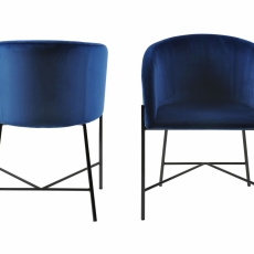 Jedálenská stolička Nelson (SET 2ks), zamat, modrá - 2
