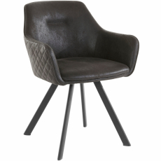 Jedálenská stolička Nimba, mikrovlákno, čierna / antracitová - 1