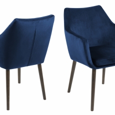 Jedálenská stolička Nora, zamat, modrá - 1
