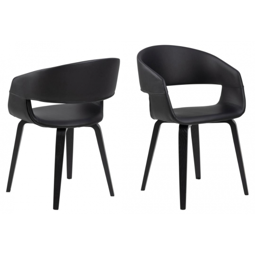 Jedálenská stolička Nova (SET 2 ks), syntetická koža, čierna - 1