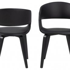 Jedálenská stolička Nova (SET 2 ks), syntetická koža, čierna - 2