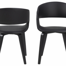 Jedálenská stolička Nova (SET 2ks), syntetická koža, čierna - 2