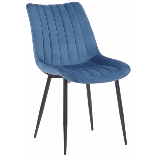 Jedálenská stolička Rahden, zamat, modrá - 1