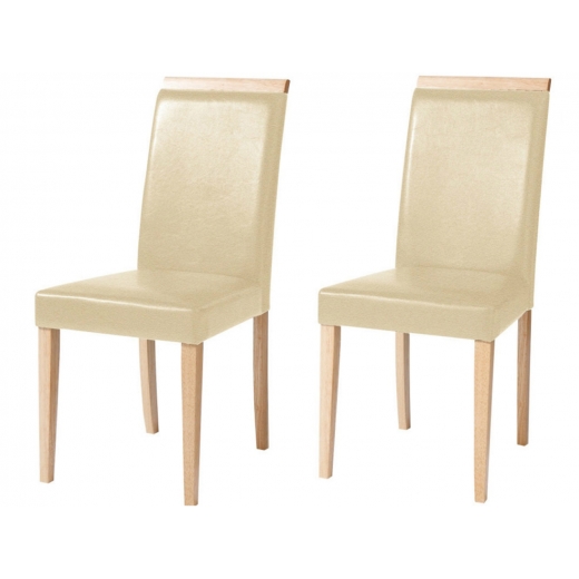 Jedálenská stolička Reve (Súprava 2 ks), krémová/prírodné drevo - 1