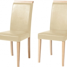 Jedálenská stolička Reve (Súprava 2 ks), krémová/prírodné drevo - 1