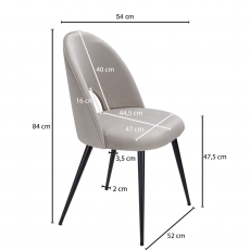 Jedálenská stolička Rexy (SET 2 ks), zamat, béžová - 3