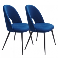 Jedálenská stolička Rexy (SET 2 ks), zamat, modrá - 4