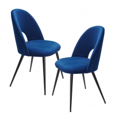 Jedálenská stolička Rexy (SET 2 ks), zamat, modrá - 1
