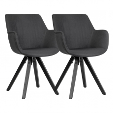 Jedálenská stolička Ronny (SET 2 ks), textil, čierna - 2