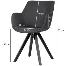 Jedálenská stolička Ronny (SET 2 ks), textil, čierna - 4