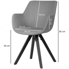 Jedálenská stolička Ronny (SET 2 ks), textil, šedá - 4