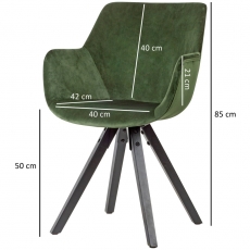 Jedálenská stolička Ronny (SET 2 ks), zamat, zelená - 4