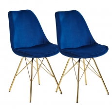 Jedálenská stolička Ruby (SET 2 ks), zamat, modrá - 2