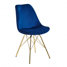 Jedálenská stolička Ruby (SET 2 ks), zamat, modrá - 3
