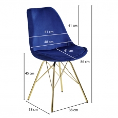 Jedálenská stolička Ruby (SET 2 ks), zamat, modrá - 4